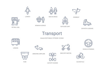 transport concept 14 outline icons