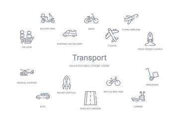 transport concept 14 outline icons