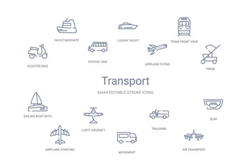 transport concept 14 outline icons
