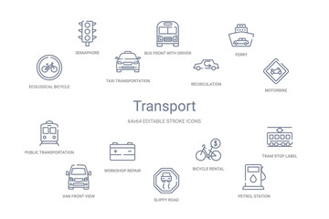 transport concept 14 outline icons