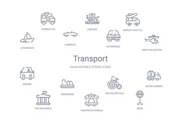 transport concept 14 outline icons