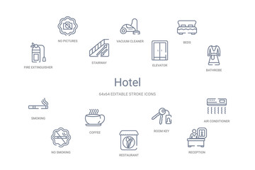 hotel concept 14 outline icons