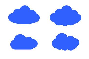Clouds collection. White Clouds vector icons on blue background.