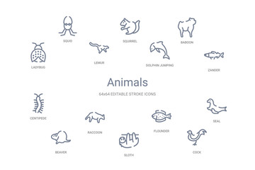 Fototapeta premium animals concept 14 outline icons