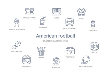 american football concept 14 outline icons