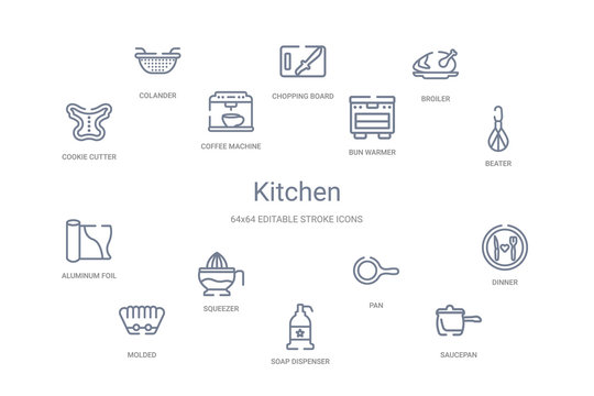 kitchen concept 14 outline icons