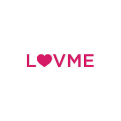 Simple and unique letter or word Love ME, Heart vector symbol. Valentines day ribbon logotype. Abstract line medical health logo icon design.