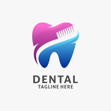 Dental care logo design with toothbrush element