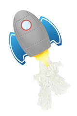 Grey flying rocket. vector illustration