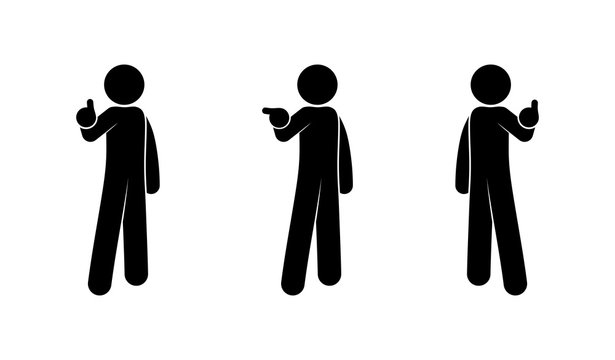 people show hand gestures, pictograms set, human silhouettes, stick figure, person icon
