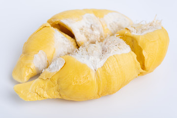 Durian fruit,the best taste and smelly fruits in Thailand on white background,top view