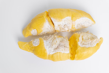 Durian fruit,the best taste and smelly fruits in Thailand on white background,top view