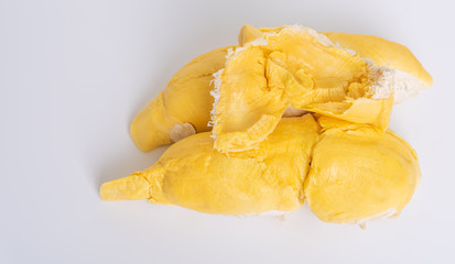 Durian fruit,the best taste and smelly fruits in Thailand on white background,top view