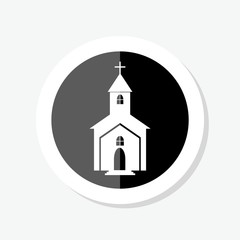 Church sticker icon isolated on white background. Church icon in trendy design style