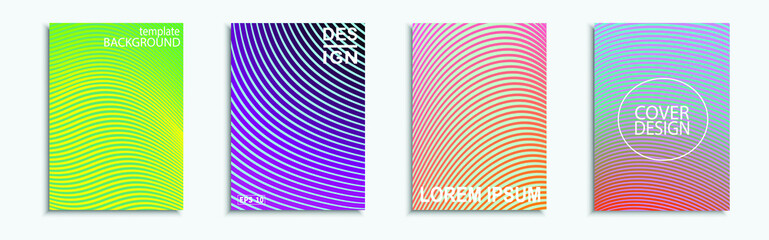 Minimal covers design. Colorful halftone gradients. Future geometric patterns.