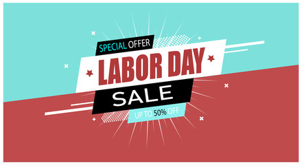Special offer labor day(USA) sale on colorful background.