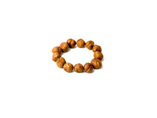 Hazelnuts on a white background