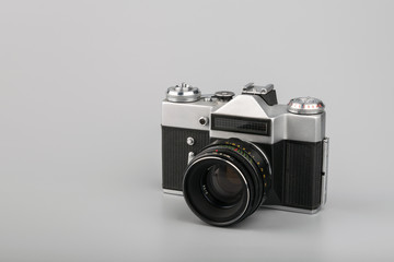 Old film camera. Vintage photo concept