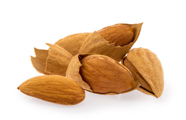 Almond nuts isolated on white background