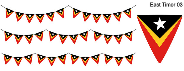 東ティモールの国旗のガーラーンド　ベクターデータ（bunting garland）