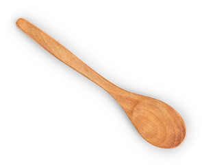 bright wooden spoon on an isolated white background