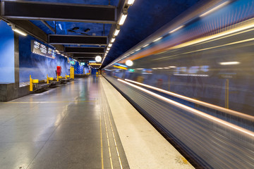 Fototapeta na wymiar Stockholm Underground subway in motion