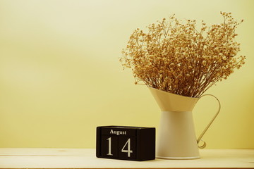 August 14th calendar wooden cube