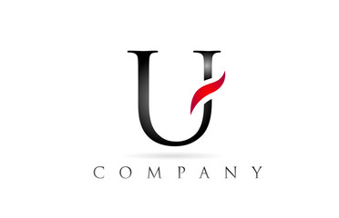 white red alphabet letter U logo company icon design