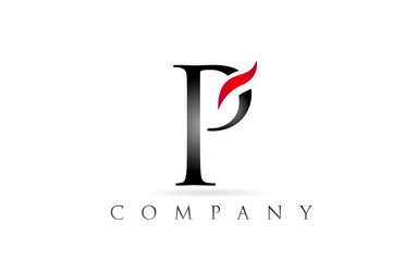 white red alphabet letter P logo company icon design