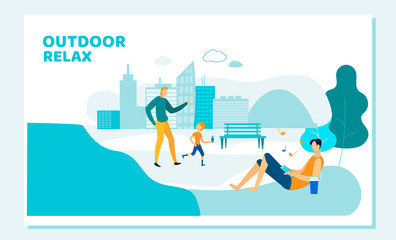 Father and Son Walk in Park, Boy Eating Ice Cream