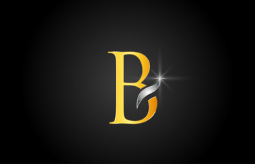 yellow gold alphabet letter B logo company icon design
