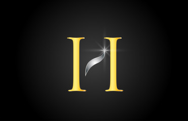 yellow gold alphabet letter H logo company icon design