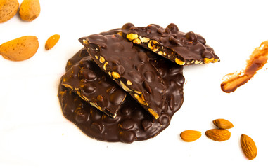 Chocolate biscuits with almond isolated