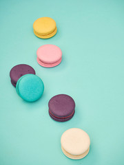 Macarons pattern on pastel blue background