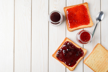 Beautiful toasts with homemade jam
