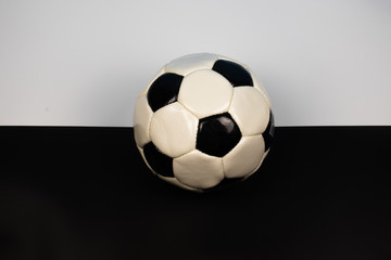 Soccer ball on a black and white background.