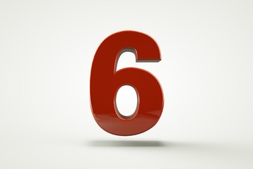 3D number with white background,number 6