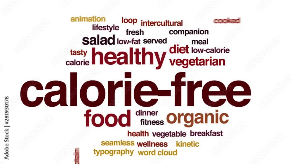 Sticker calorie-free animated word cloud. kinetic typography.