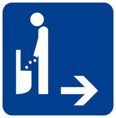 Obraz premium Toilet at The Male Urinal On The Right Symbol Sign, Vector Illustration, Isolate On White Background Label. EPS10