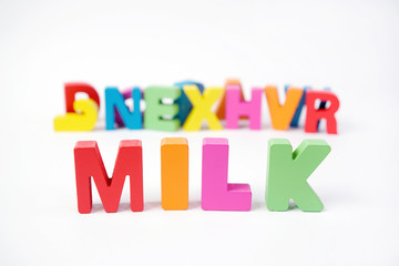 Colorful Alphabet Wood " MILK " Learning English For Kid                                       