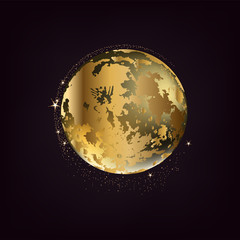 Golden moon illustration design. Vector image.