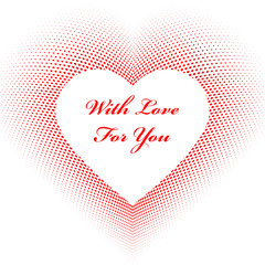 Heart shape vector red dots splash with white heart frame inside. Heart icon, love symbol. Valentine. Heart of love. Vector illustration
