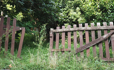 Fototapeta premium broken fence in the grass