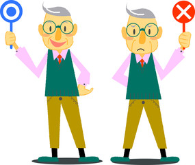 ベテラン男性　マル＆バツ　セット