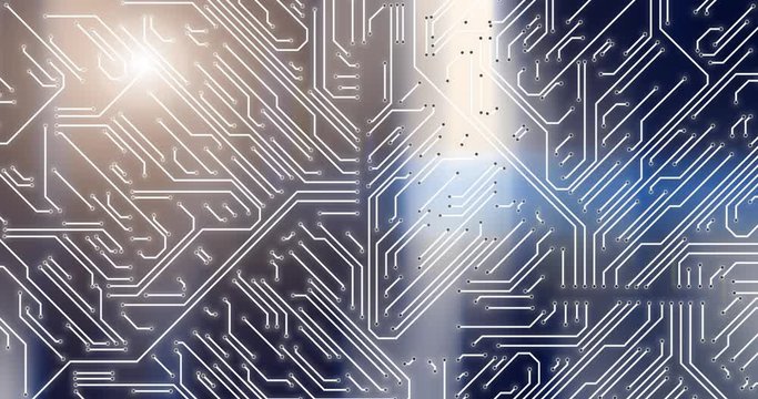 Abstract shiny circuit board animation background.