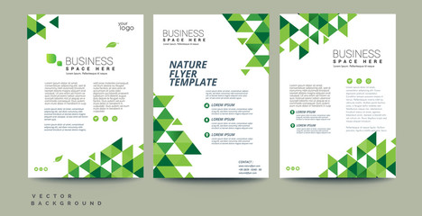 Abstract Vector eco flyer, poster, brochure, magazine cover template. Modern green leaf, environment design. - Vector