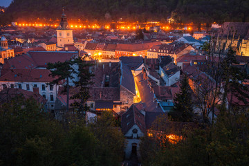 Architecture of Brasov at night