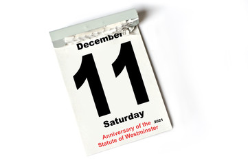 11. December 2021 Anniversary of the Statute of Westminster