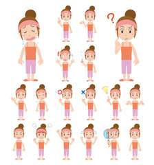 女性　運動　洗顔　美容　表情　感情　セット
