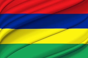 Mauritius waving flag illustration.